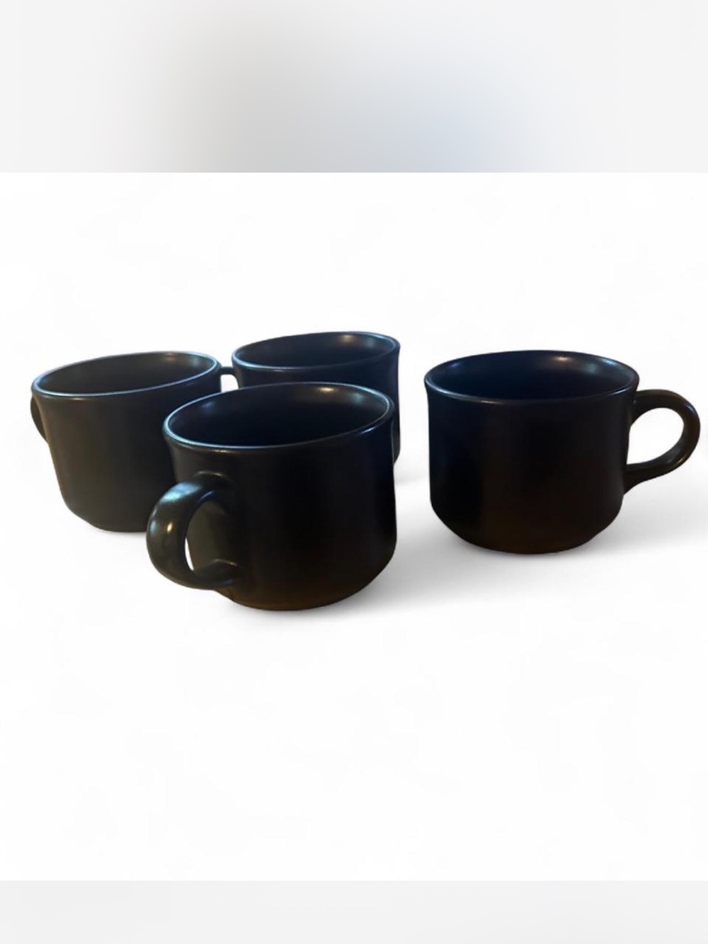 Set of 4 Matte Black Ceramic Coffee Cups